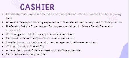 Jobtalk - Cashier vacancy in Makati! Hiring by Viet-mart Grocery