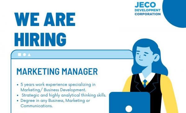 Jobtalk - Marketing Manager vacancy in Bacolod City! Hiring by Jeco Development Corporation