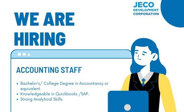 Jobtalk - Accounting Staff vacancy in Bacolod City! Hiring by Jeco Development Corporation