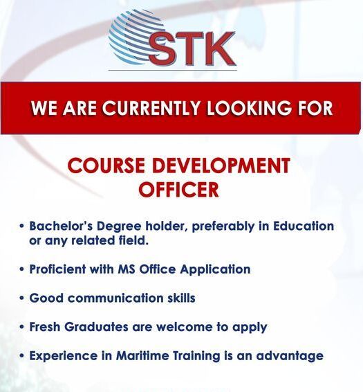 Jobtalk - Course Development Officer vacancy in Pasay! Hiring by STK Maritime Training Center