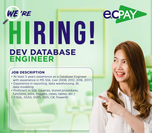 Jobtalk - Database Engineer vacancy in Quezon City! Hiring by Electronic Commerce Payments Inc.