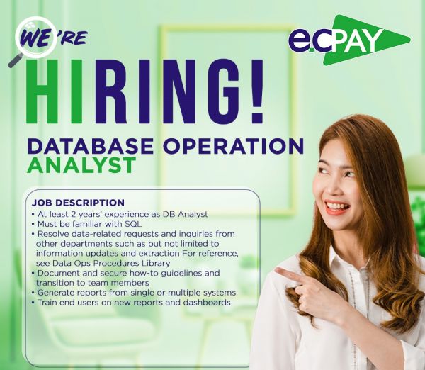 Jobtalk - Database Analyst vacancy in Quezon City! Hiring by Electronic Commerce Payments Inc.