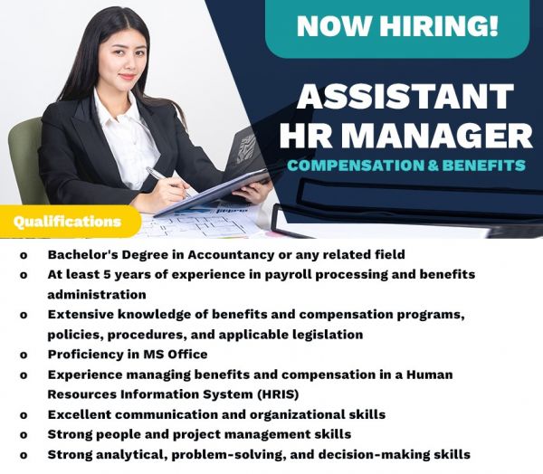Jobtalk - Assistant HR Manager vacancy in San Pedro City! Hiring by YNION General Holdings