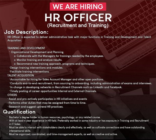 Jobtalk - HR Officer vacancy in Makati! Hiring by One Depot
