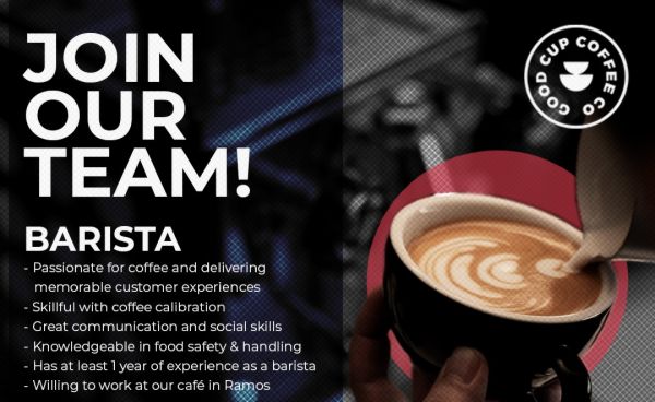 Jobtalk - Barista vacancy in Cebu City! Hiring by The Good Cup Coffee Company