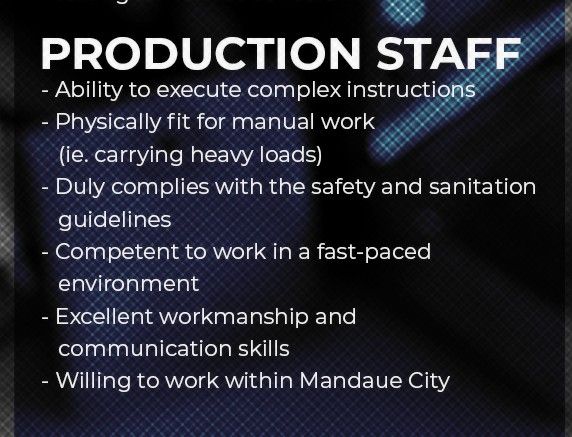 Jobtalk - Production Staff vacancy in Cebu City! Hiring by The Good Cup Coffee Company