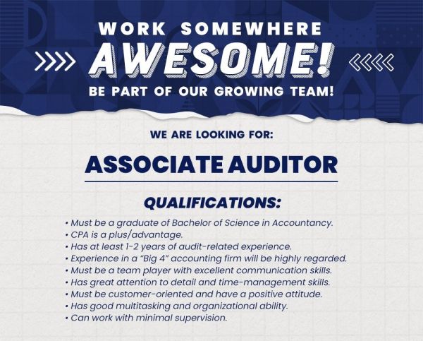 Jobtalk - Associate Auditor vacancy in Angeles City! Hiring by DBA Advisory