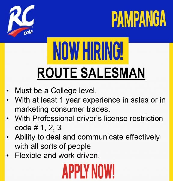Jobtalk - Route Salesman vacancy in Quezon City! Hiring by ARC Refreshments Corporation
