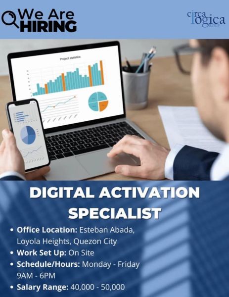 Jobtalk - Digital Activation Specialist vacancy in Quezon City! Hiring by Circa Logica Group
