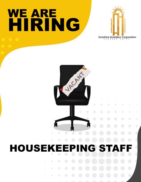 Jobtalk - Housekeeping vacancy in Angeles City! Hiring by Azzurro Hotel by Sunshine Grandeur Corp.
