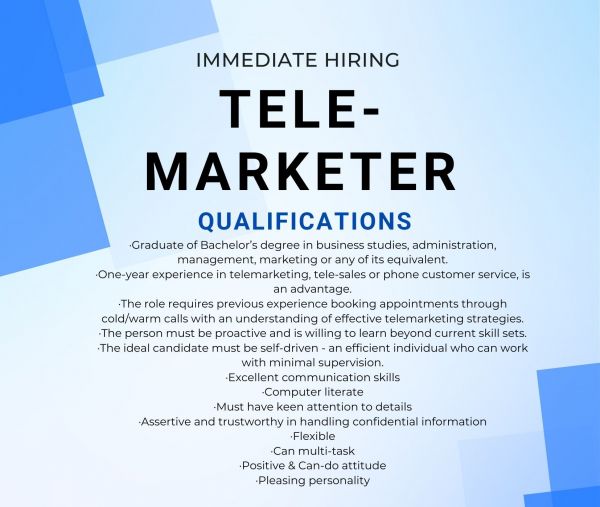 Jobtalk - Telemarketer vacancy in Quezon City! Hiring by Styro Lite Manufacturing Corporation