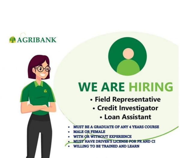 Jobtalk - Credit Investigator vacancy in Cainta! Hiring by Agribank