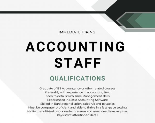 Jobtalk - Accounting Staff vacancy in Quezon City! Hiring by Styro Lite Manufacturing Corporation