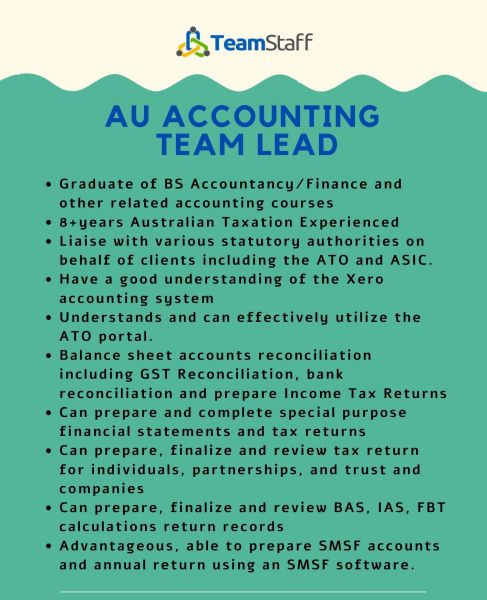 Jobtalk - Accounting Team Lead vacancy in Pasig! Hiring by TeamStaff