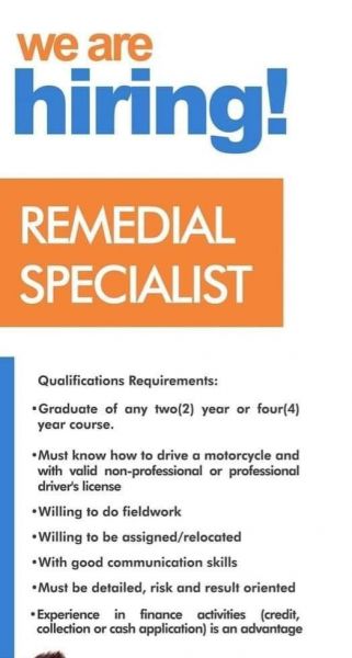 Jobtalk - Remedial Specialist vacancy in Makati! Hiring by Bank of Makati, A Savings Bank