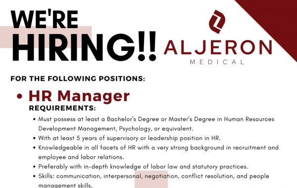 Jobtalk - HR Manager vacancy in Mandaluyong! Hiring by Aljeron Medical Enterprises, Inc.