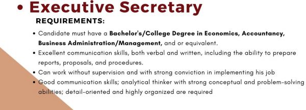 Jobtalk - Executive Assistant vacancy in Mandaluyong! Hiring by Aljeron Medical Enterprises, Inc.