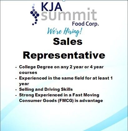 Jobtalk - Sales Representative vacancy in San Fernando City! Hiring by Dimsum Factory