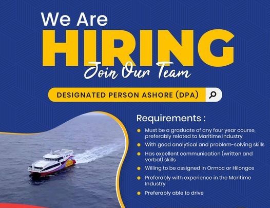 Jobtalk - Designated Person Ashore vacancy in Ormoc City! Hiring by Seacat by Grand Ferries
