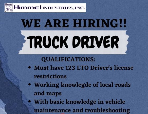 Jobtalk - Truck Driver vacancy in Pasig! Hiring by Himmel Industries Inc.