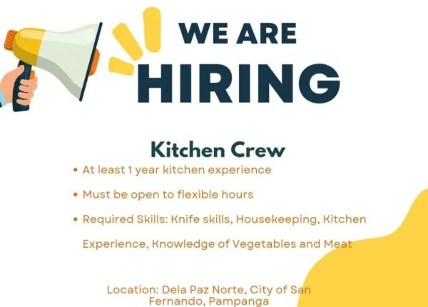 Jobtalk - Kitchen Staff vacancy in San Fernando City! Hiring by Park Road Café