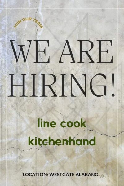 Jobtalk - Kitchen Helper vacancy in Muntinlupa! Hiring by Southbank Café + Lounge