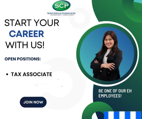 Jobtalk - Tax Associate vacancy in Pasig! Hiring by Sison Corillo Parone & Co.
