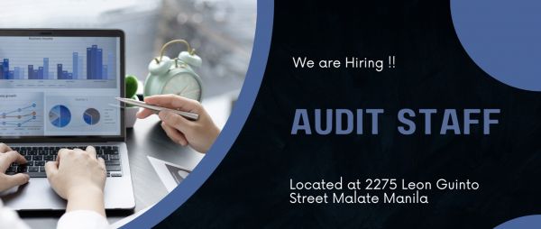 Jobtalk - Audit Staff vacancy in Malate! Hiring by Orion Cepheid, Inc.