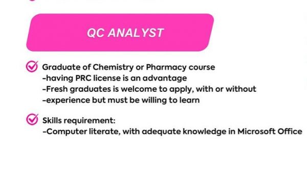 Jobtalk - Quality Control Analyst vacancy in Las Piñas! Hiring by Migo Skin Inc.