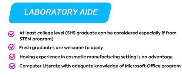 Jobtalk - Laboratory Aide vacancy in Las Piñas! Hiring by Migo Skin Inc.
