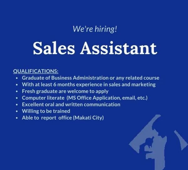 Jobtalk - Sales Assistant vacancy in Makati! Hiring by Asia Pacific Medical and Diagnostics