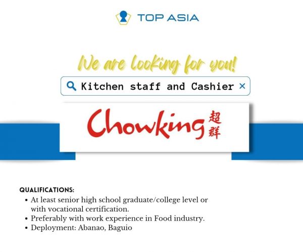 Jobtalk - Dining Staff vacancy in Baguio City! Hiring by Chowking