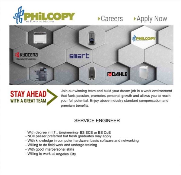 Jobtalk - Customer Service Engineer needed for  field work in Pampanga area