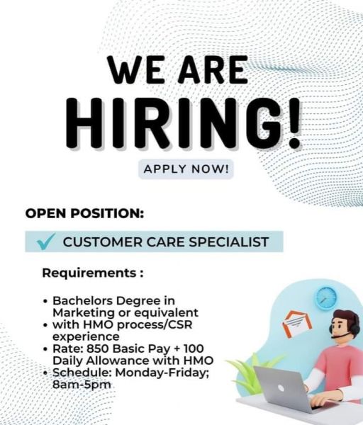 Jobtalk - Customer Care Specialist vacancy in Makati! Hiring by Home Health Care Placements, Inc.