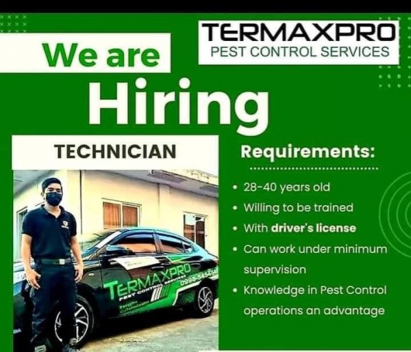 Jobtalk - Pest Control Technician vacancy in Quezon City! Hiring by TERMAXPRO Pest Control