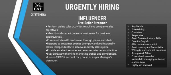 Jobtalk - Social Media Influencer vacancy in Binondo! Hiring by Cat Eye Media