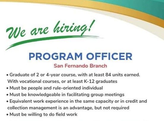 Jobtalk - Program Officer vacancy in San Fernando City! Hiring by Kabalikat Para Sa Maunlad na Buhay, Inc.