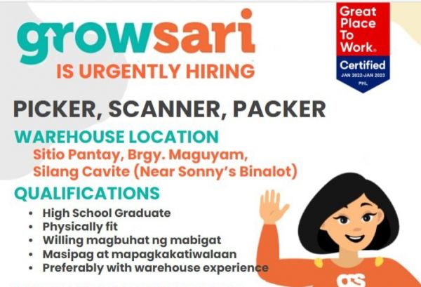 Jobtalk - Warehouse Packer vacancy in Silang! Hiring by Growsari Inc.