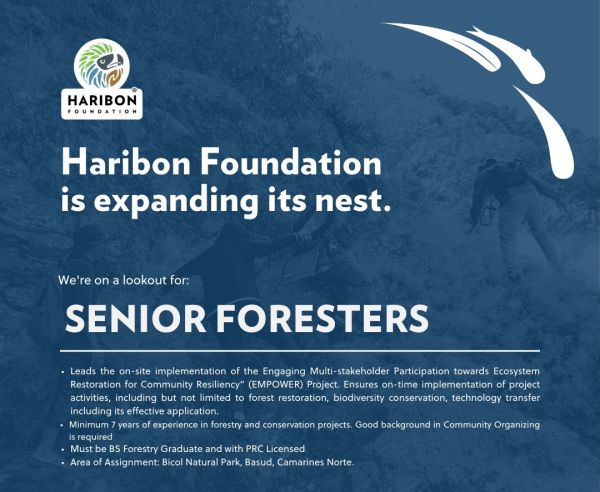 Jobtalk - Senior Forester vacancy in Quezon City! Hiring by Haribon Foundation