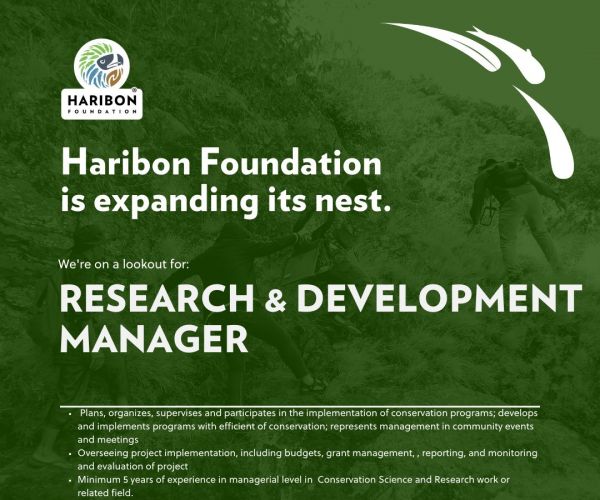 Jobtalk - Research & Development Manager vacancy in Quezon City! Hiring by Haribon Foundation