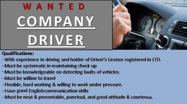 Jobtalk - Company Driver vacancy in Quezon City! Hiring by Condor POS Solutions RP inc.
