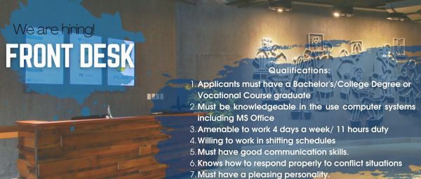 Jobtalk - Front Desk Staff vacancy in Mandaluyong! Hiring by Health Cube Medical Clinics