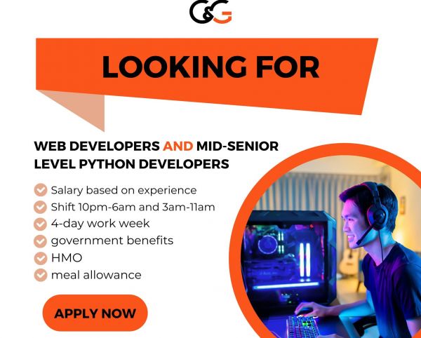 Jobtalk - Python Developer vacancy in Cebu City! Hiring by C&G Business Consulting