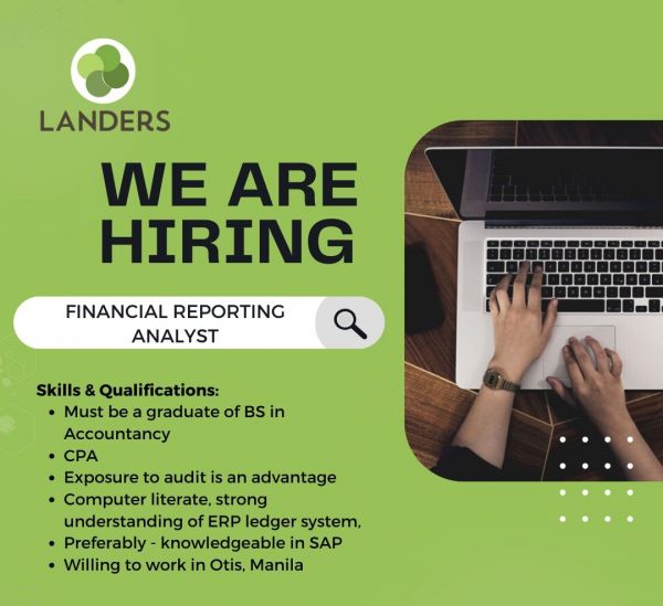 Jobtalk - Financial Reporting Analyst vacancy in Parañaque! Hiring by Landers
