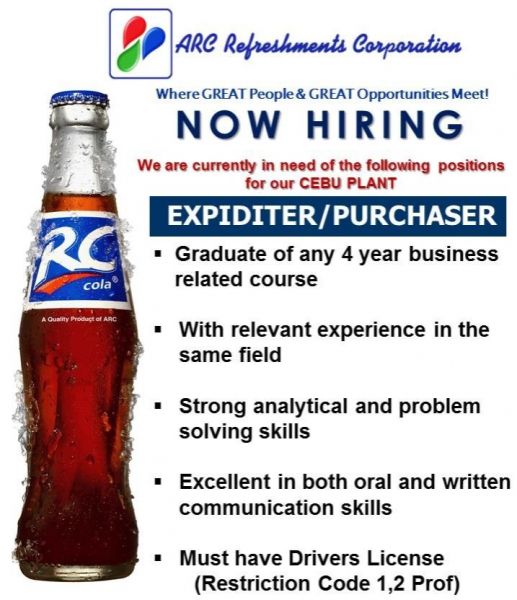 Jobtalk - Purchaser vacancy in San Fernando City! Hiring by ARC Refreshments Corporation