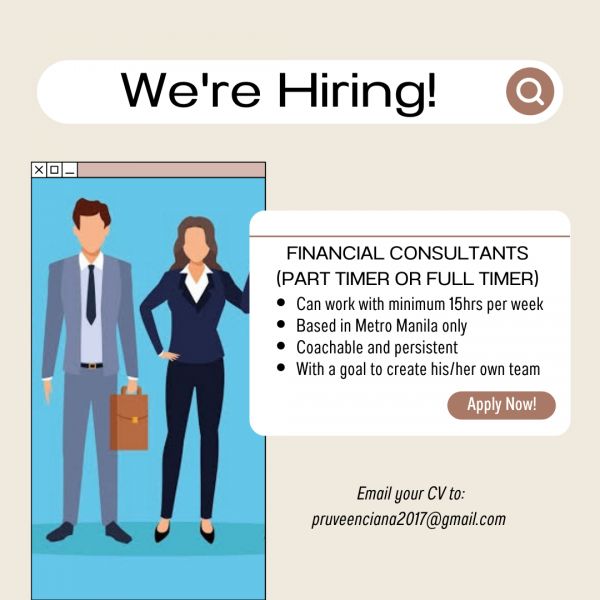Jobtalk - Jadeite Jade Group looking for Financial Consultant, Hybrid setup,  in Pasig
