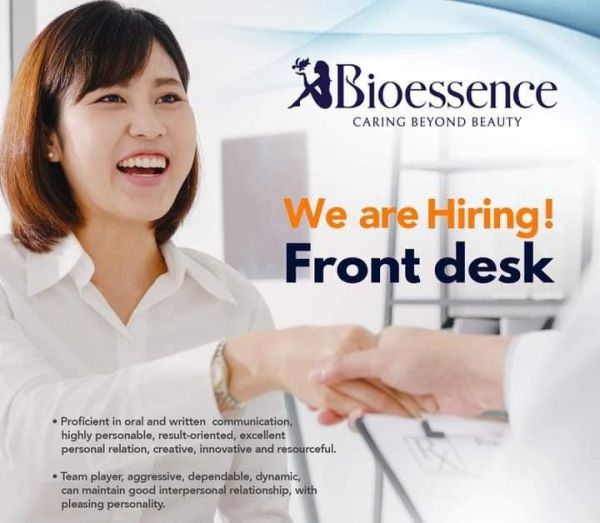 Jobtalk - Front Desk Staff vacancy in Quezon City! Hiring by Bioessence