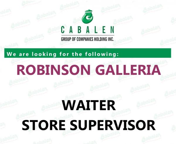 Jobtalk - Store Supervisor vacancy in Quezon City! Hiring by Cabalen