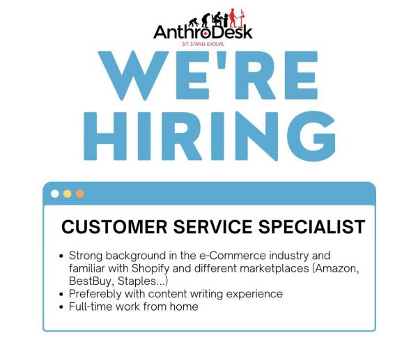 Jobtalk - Customer Service Specialist, Work from home (WFH)  for AnthroDesk
