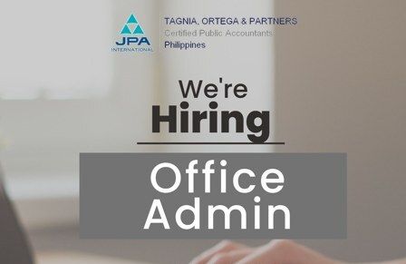 Jobtalk - Office Associate vacancy in Makati! Hiring by Tagnia, Ortega & Partners, Cpas
